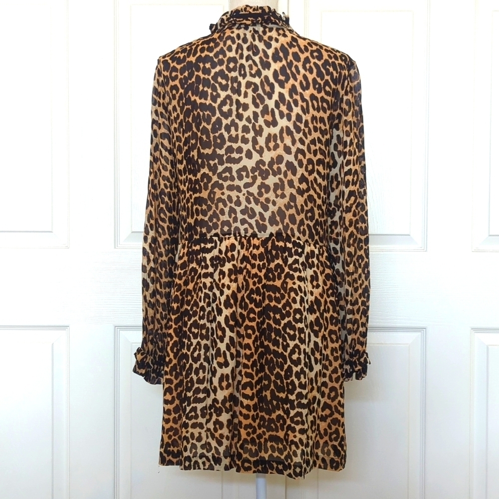 GANNI Fairfax Georgette Short Dress in Leopard - Picture 6 of 10